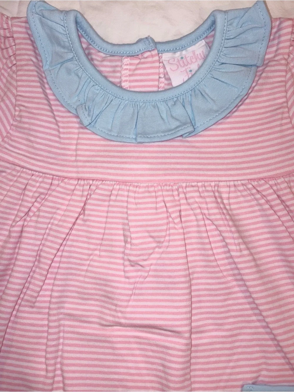 Stitchy Fish Amelia leggings set pink stripes and blue leggings & trim sz 3T NWT